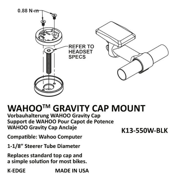 K-Edge GRAVITY Top Cap Mount for Wahoo