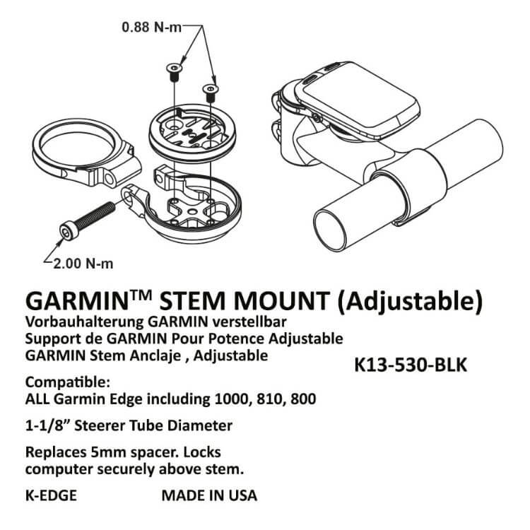 K-Edge STEM Adjustable Mount for Garmin