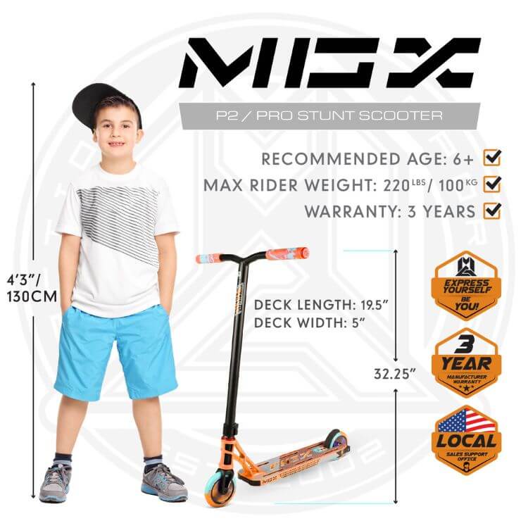 MADD GEAR MGX2 P2 PRO SCOOTER LUSH ORANGE/TEAL